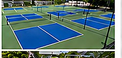 Canchas de pickleball con líneas múltiples.
